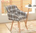 C-15-SITMOD Casual Tufted Dining Chair: Plaid/Print Fabric, Button Detail & Wooden Legs for Cozy Spaces