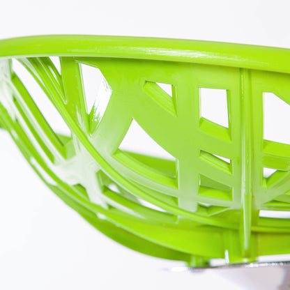 Adjustable Height Hollow-Out Plastic Bar Stool Geometric Cutout Design Bright Multi-Hue & Chrome Disc Base