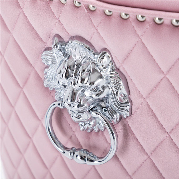 J39 Adjustable Height Bar Stool: Tufted Velvet Upholstery, Studded Trim & Lion-Head Accent