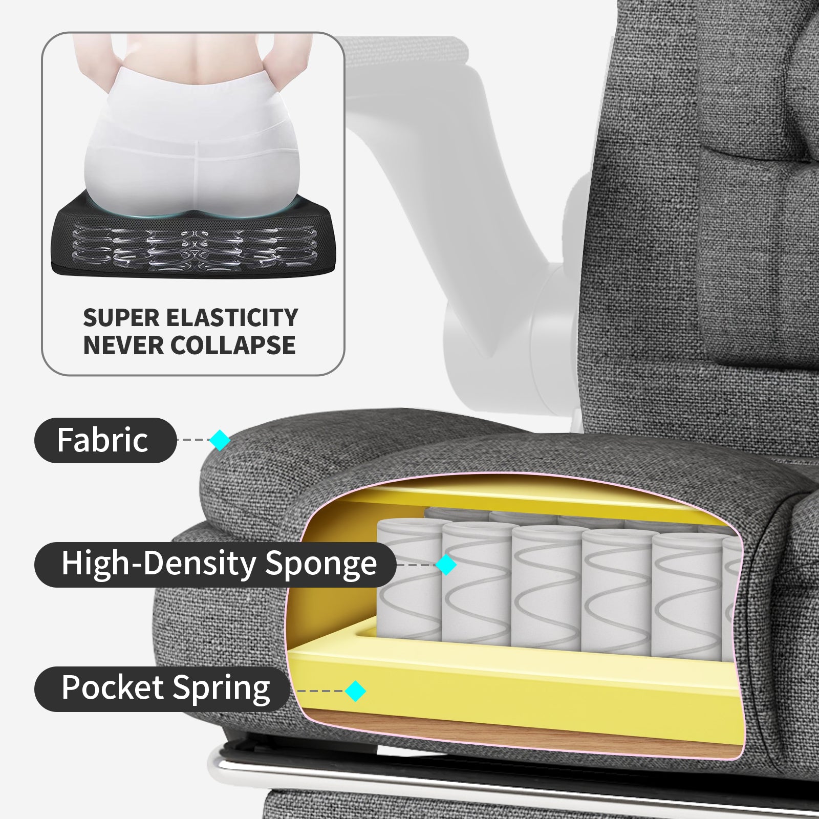 SITMOD Gaming Chair with Footrest, Ergonomic Office Chair Reclining 90°-150°, Adjustable Desk Chair with Linkage Armrests, Comfortable Computer Chair for Adults, Gamer Chair Sillas para Escritorio, Blue