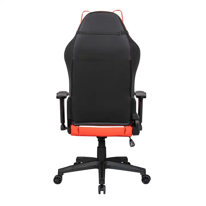 P01-Black MUSSO Leather Gaming Chair with Headrest, Button-Tufted Back, Adjustable Arms, Ergonomic Support for Extended Gaming & Office Work Sessions