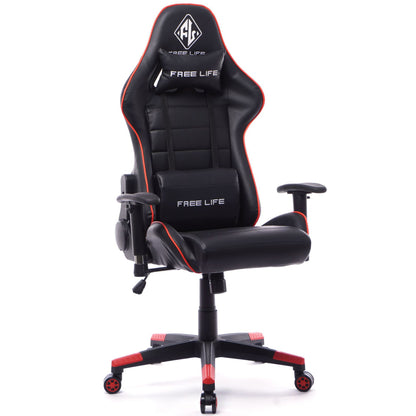 Ergonomic Gaming Chair "FREE LIFE" Series Racing-Style Reclining Chair with Contrast Piping