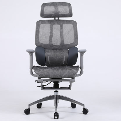 Ultimate Full Mesh Ergonomic Office Chair Adjustable Headrest & Lumbar Support Desk Chair with 4D Armrests & Footrest 160° Recline & 360° Swivel Gray High-End Chair for Home Office & Gaming