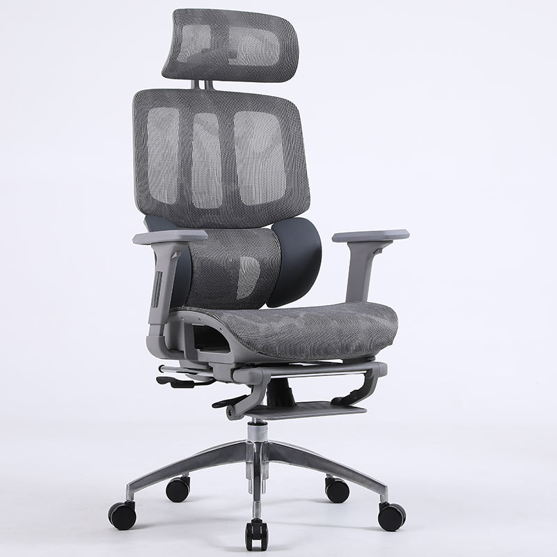 Ultimate Full Mesh Ergonomic Office Chair Adjustable Headrest & Lumbar Support Desk Chair with 4D Armrests & Footrest 160° Recline & 360° Swivel Gray High-End Chair for Home Office & Gaming