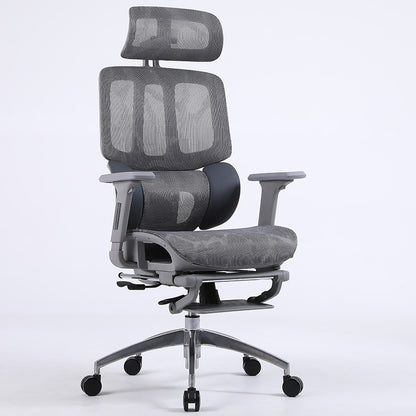 Ultimate Full Mesh Ergonomic Office Chair Adjustable Headrest & Lumbar Support Desk Chair with 4D Armrests & Footrest 160° Recline & 360° Swivel Gray High-End Chair for Home Office & Gaming