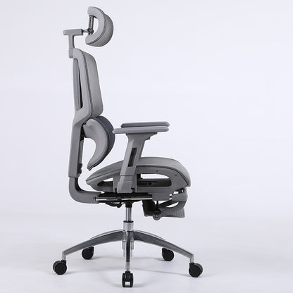 Ultimate Full Mesh Ergonomic Office Chair Adjustable Headrest & Lumbar Support Desk Chair with 4D Armrests & Footrest 160° Recline & 360° Swivel Gray High-End Chair for Home Office & Gaming