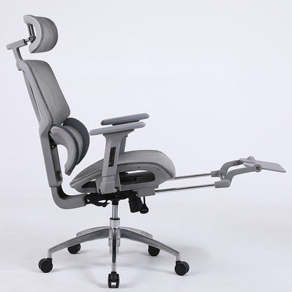 Ultimate Full Mesh Ergonomic Office Chair Adjustable Headrest & Lumbar Support Desk Chair with 4D Armrests & Footrest 160° Recline & 360° Swivel Gray High-End Chair for Home Office & Gaming