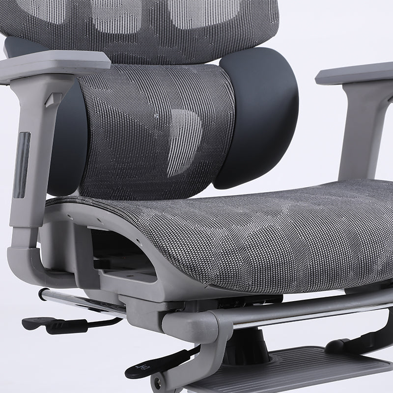 Ultimate Full Mesh Ergonomic Office Chair Adjustable Headrest & Lumbar Support Desk Chair with 4D Armrests & Footrest 160° Recline & 360° Swivel Gray High-End Chair for Home Office & Gaming