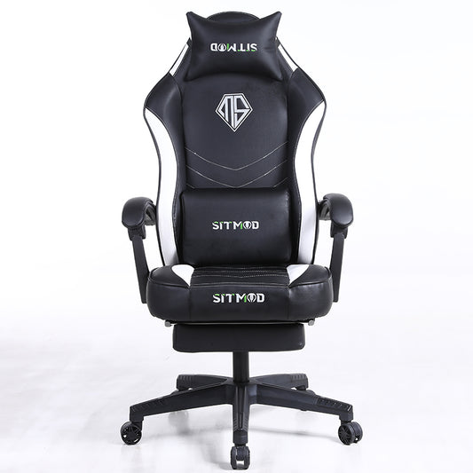 Ergonomic Gaming Chair QUALIS Series Racing-Style Reclining Chair with Extendable Footrest