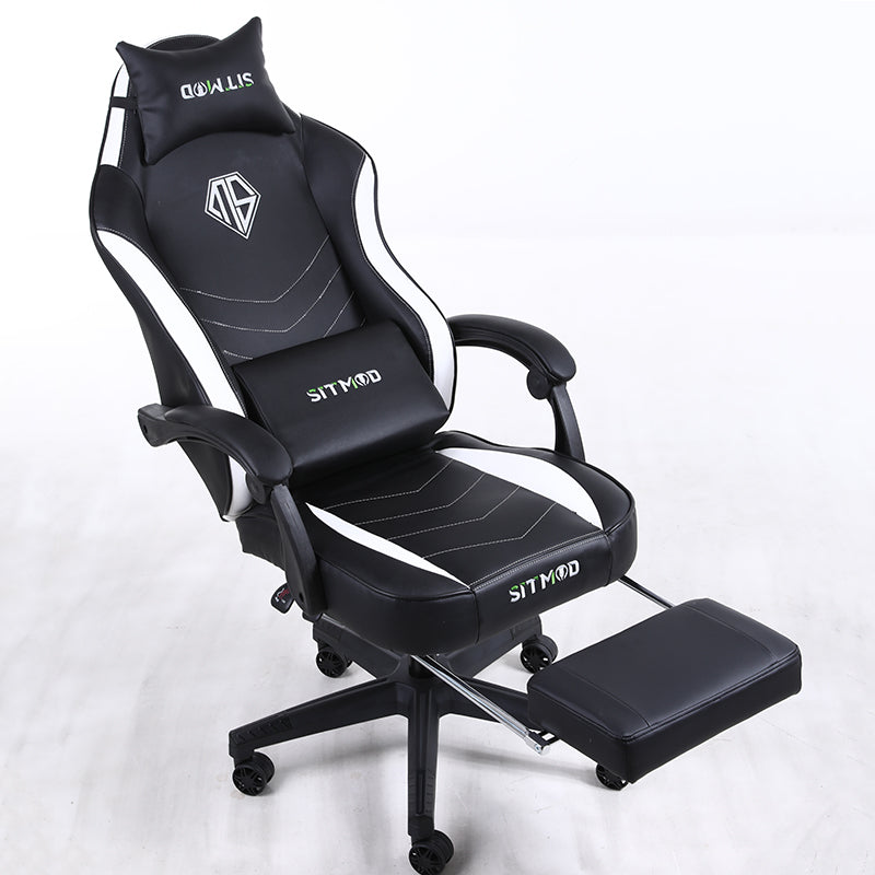 Ergonomic Gaming Chair QUALIS Series Racing-Style Reclining Chair with Extendable Footrest