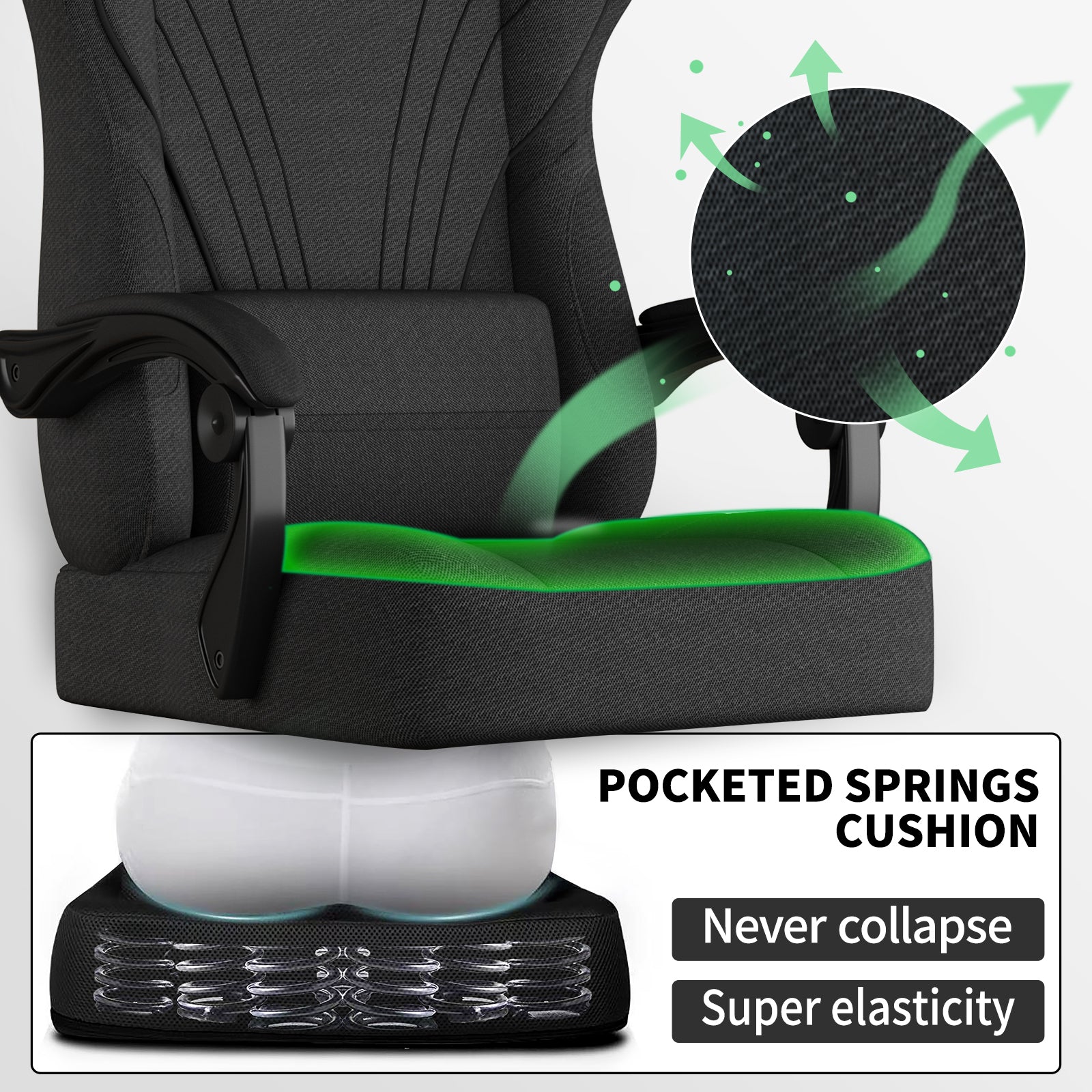 Gaming Chair, Big and Tall Gaming Chairs for Adults with Footrest and Lumbar Support, Comfortable Ergonomic Fabric Computer Chair 400 lbs, 360° Swivel, Height Adjustable Video Gamer Chair, Silla Gamer