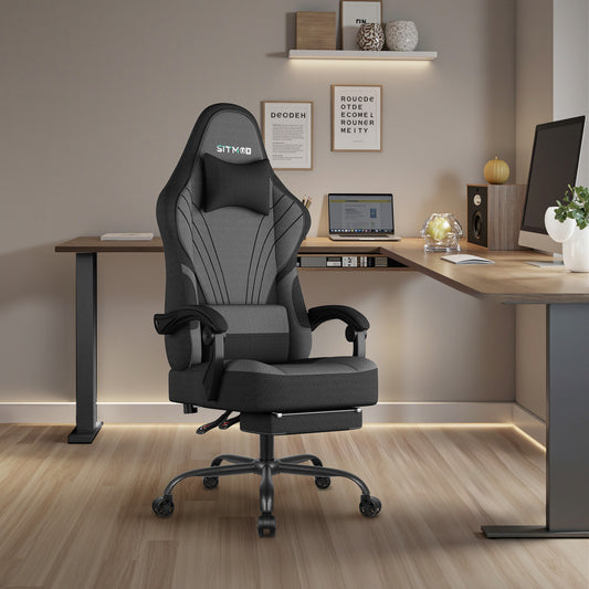 Gaming Chair, Big and Tall Gaming Chairs for Adults with Footrest and Lumbar Support, Comfortable Ergonomic Fabric Computer Chair 400 lbs, 360° Swivel, Height Adjustable Video Gamer Chair, Silla Gamer