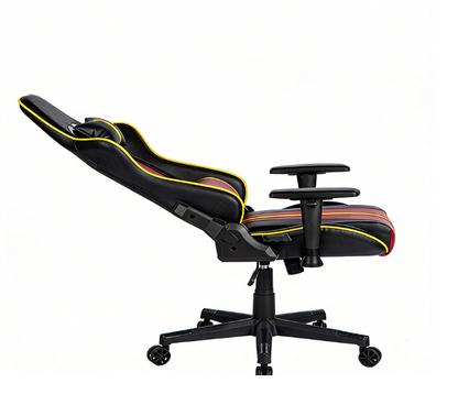 Ergonomic Gaming Chair Racing-Style with Black-Red-Yellow Color Blocking & Reclining Backrest