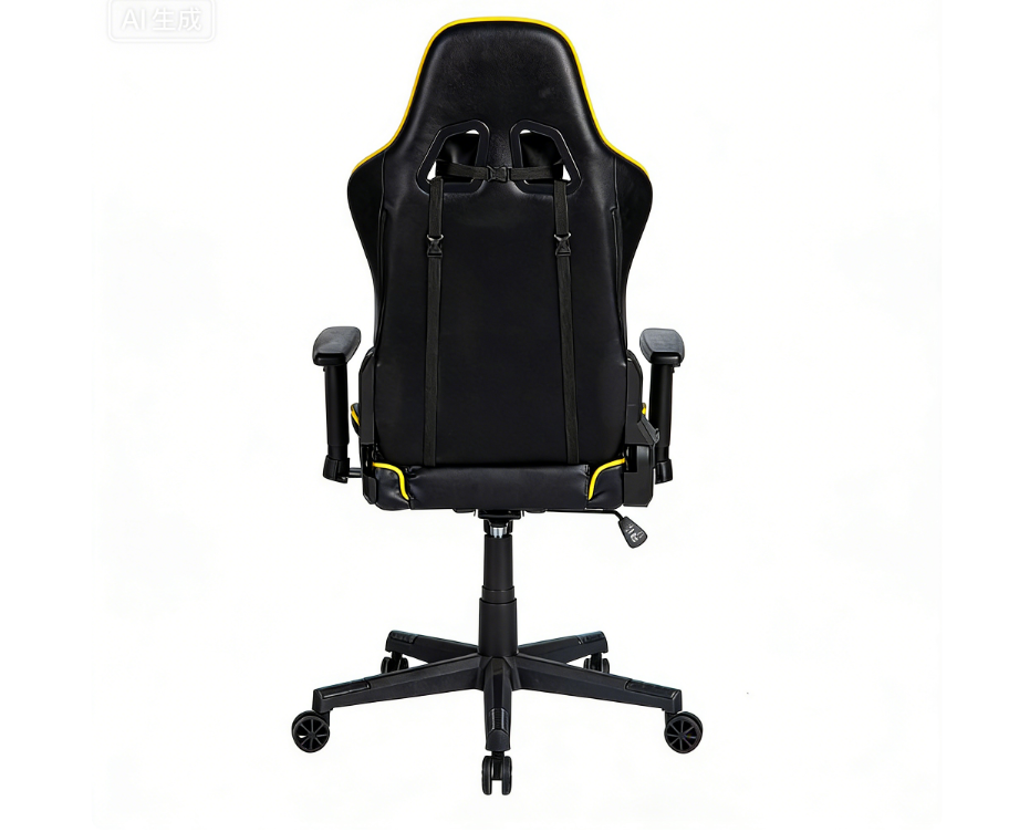 Ergonomic Gaming Chair Racing-Style with Black-Red-Yellow Color Blocking & Reclining Backrest