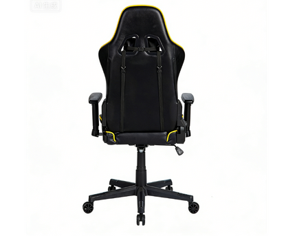 Ergonomic Gaming Chair Racing-Style with Black-Red-Yellow Color Blocking & Reclining Backrest