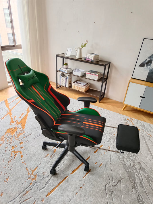 DOWINX Flat-Lying Gaming Chair 150° Convertible Bed Extended Footrest & Racing-Style Ergonomic Support