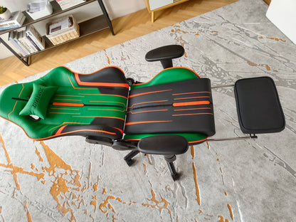 DOWINX Flat-Lying Gaming Chair 150° Convertible Bed Extended Footrest & Racing-Style Ergonomic Support