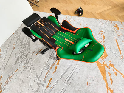 DOWINX Flat-Lying Gaming Chair 150° Convertible Bed Extended Footrest & Racing-Style Ergonomic Support