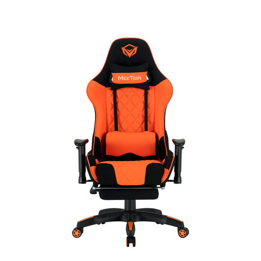 MEETION Fabric Gaming Chair Racing-Style Ergonomic Reclining Chair with Footrest & Lumbar Support