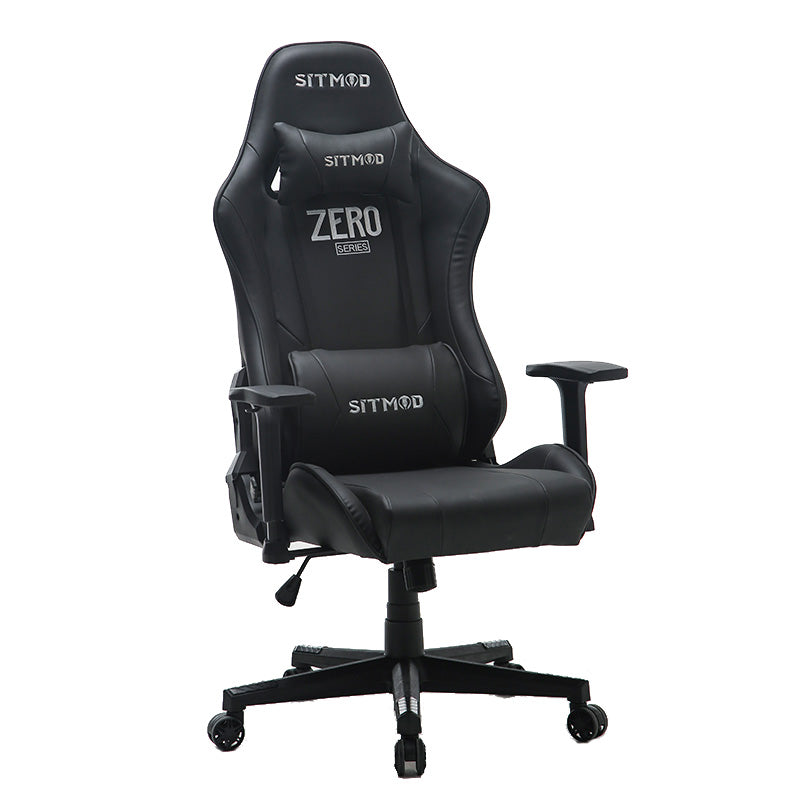 P04-MUSSO ZERO Series Black-White Gaming Chair: Headrest, Adjustable Arms, Sturdy Base, Ergonomic Support for Extended Gaming & Office Work Sessions