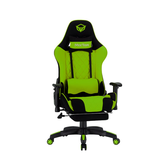 MEETION Fabric Gaming Chair Racing-Style Ergonomic Reclining Chair with Footrest & Lumbar Support