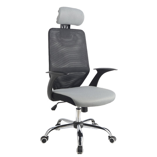 High-Back Mesh Office Chair Ergonomic Desk Chair with Adjustable Headrest & Flip-Up Armrests 360° Swivel & Height Adjustment Black & Gray Chair for Home Office & Gaming
