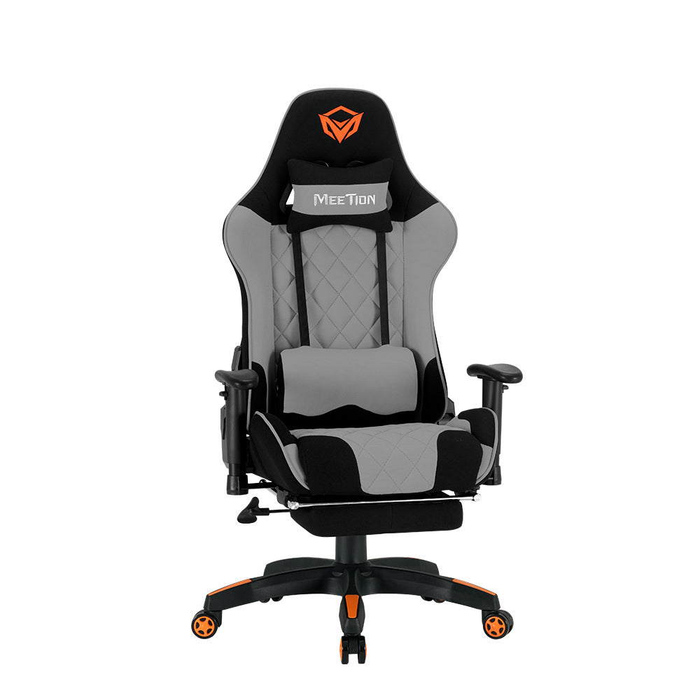 MEETION Fabric Gaming Chair Racing-Style Ergonomic Reclining Chair with Footrest & Lumbar Support